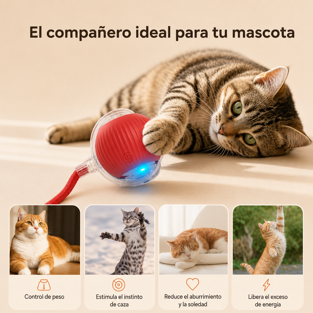 Pelota Interactiva Automática para Gatos — Juego Inteligente