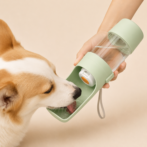 Botella Portátil para Perros y Gatos 2 en 1 — Agua y Comida para Paseos