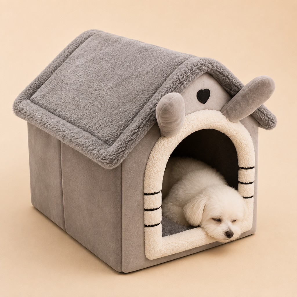 Cama Casita para Perros y Gatos | Suave, Cálida y Lavable