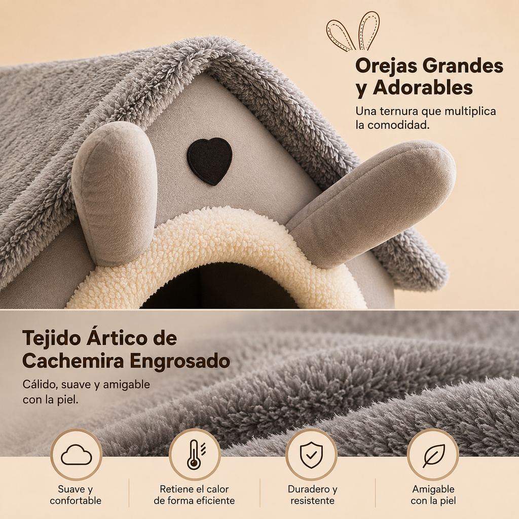 Cama Casita para Perros y Gatos | Suave, Cálida y Lavable