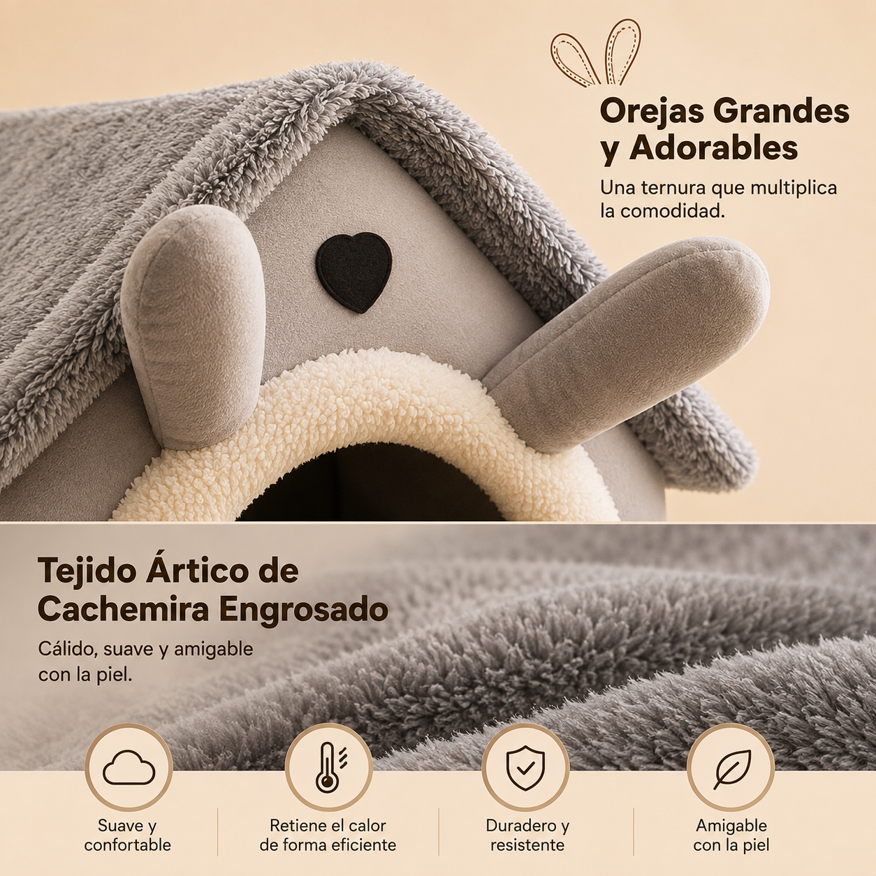 Cama Casita para Perros y Gatos | Suave, Cálida y Lavable