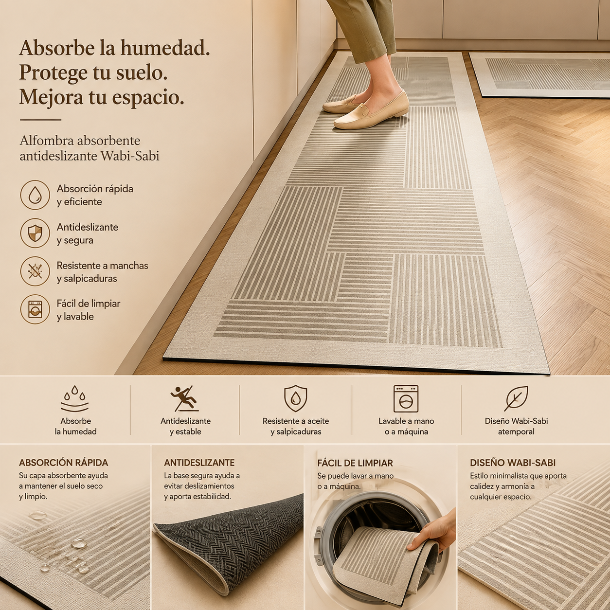 Alfombra Absorbente Antideslizante Wabi-Sabi