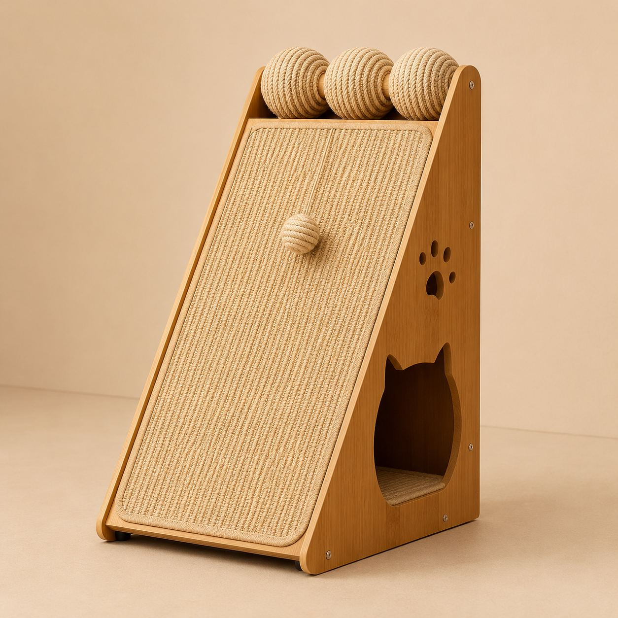 Rascador Vertical para Gatos con Pelota — Ahorra Espacio y Protege tus Muebles