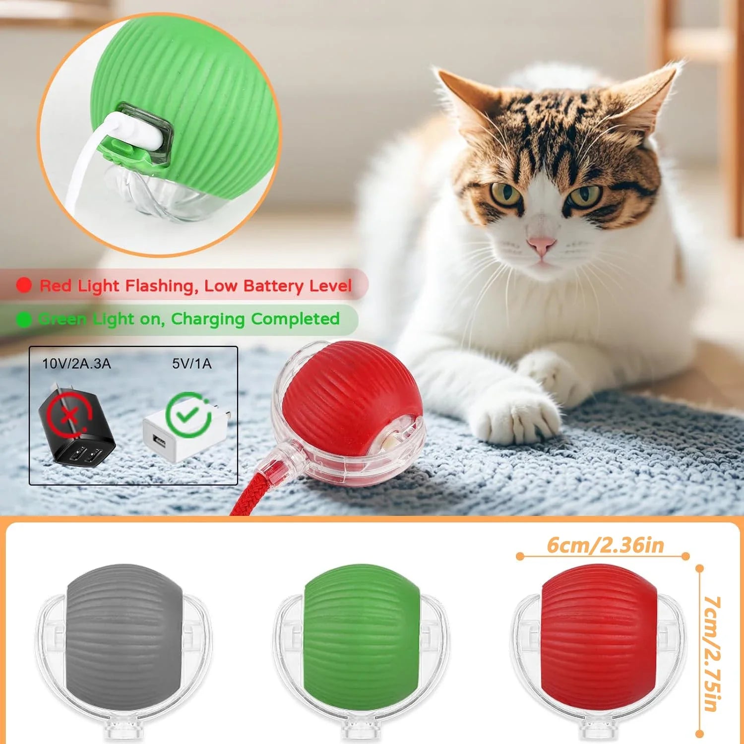Pelota Interactiva Automática para Gatos — Juego Inteligente