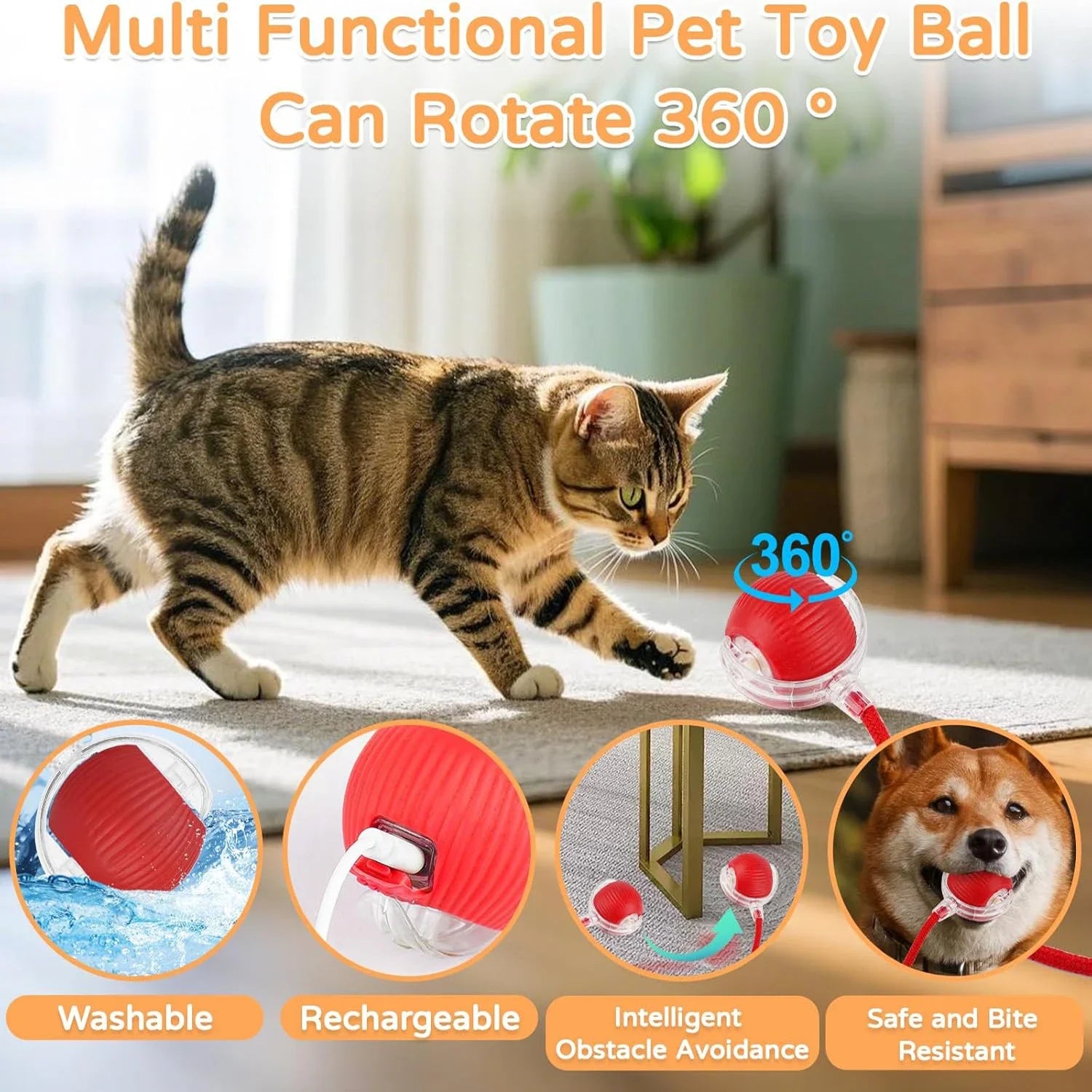 Pelota Interactiva Automática para Gatos — Juego Inteligente