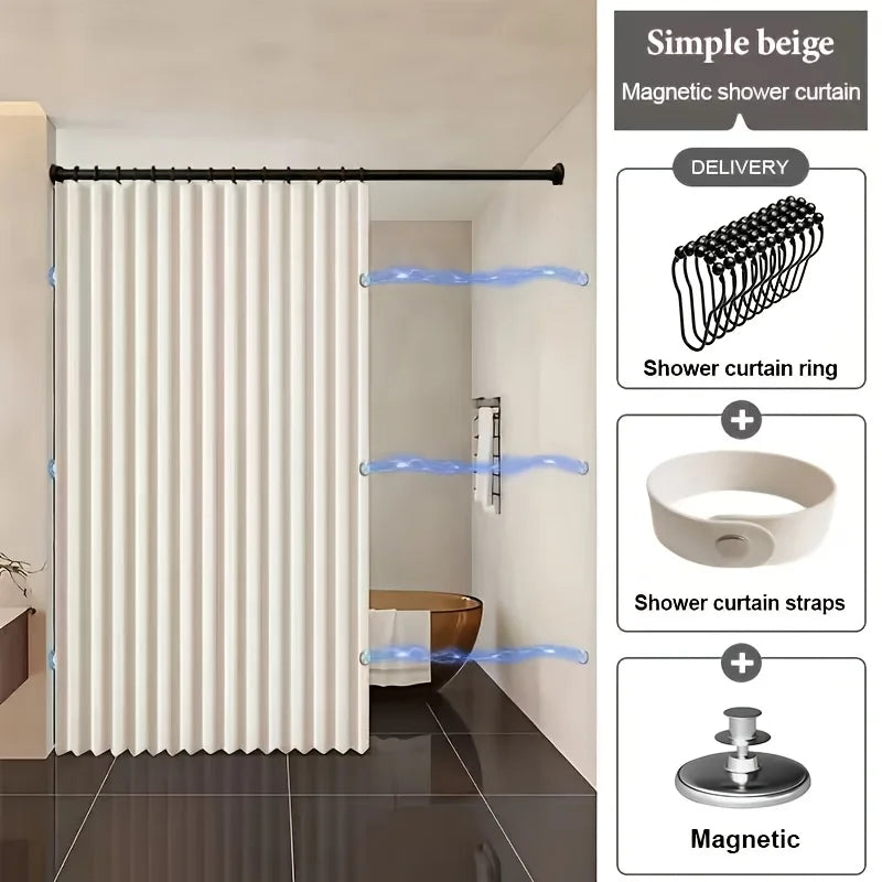 Cortina de Ducha Magnética Plegable — Elegancia y Protección para tu Baño